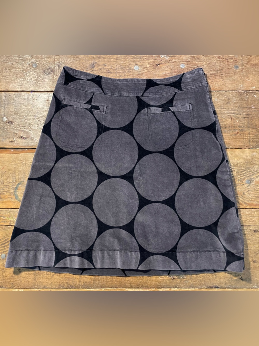 Boden Black and Charcoal Polka Dot Mini Skirt
